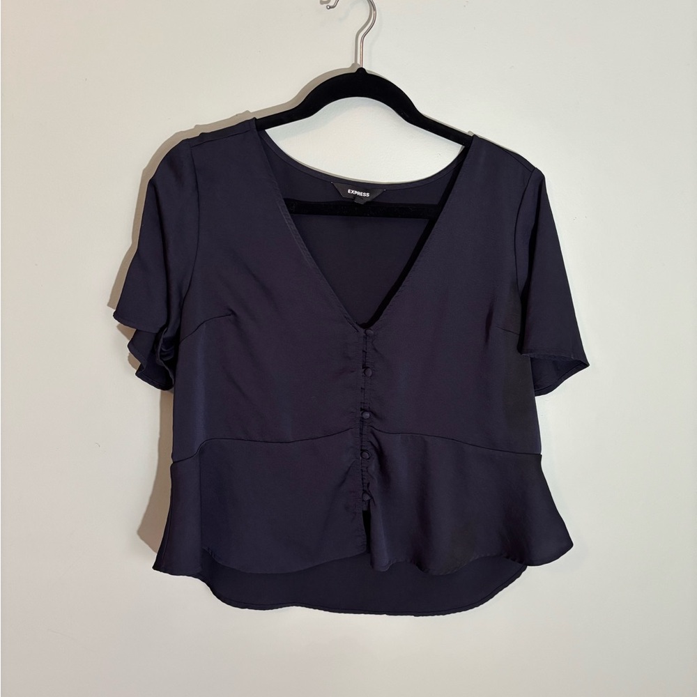 Vintage Express Black Button Crop Top